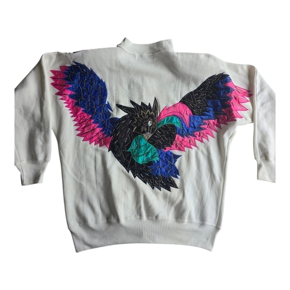 pa international Sweaters - VTG 80's Beaded Sweater Women Large Mixed Print Art To Wear Boho Exellent